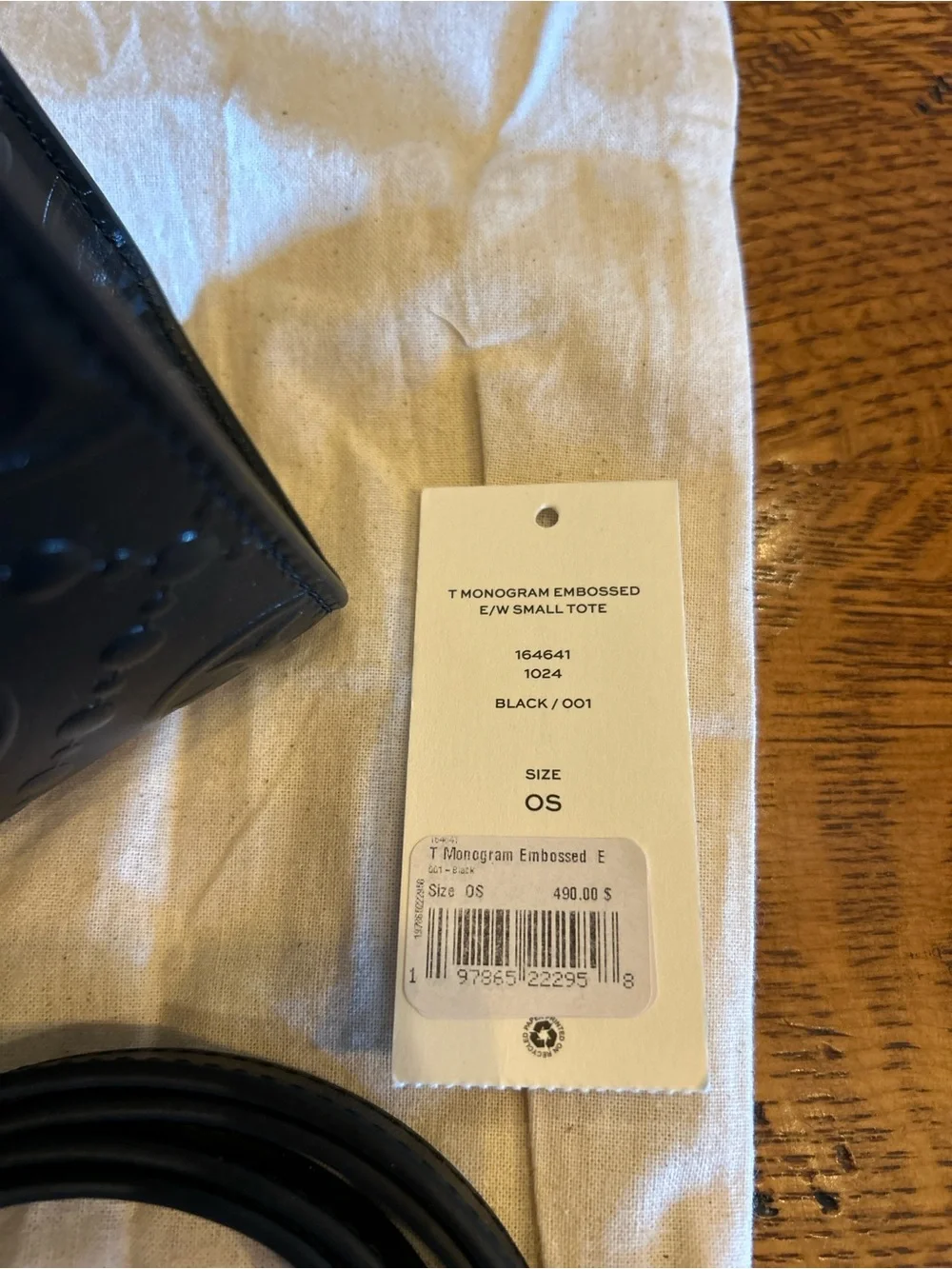 Tory Burch Black T Monogram Embossed small Tote